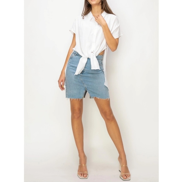 #371 SALE🛑S,M,L Fabulous TIE-FRONT Double Gauze Shirt Top - Picture 3 of 16